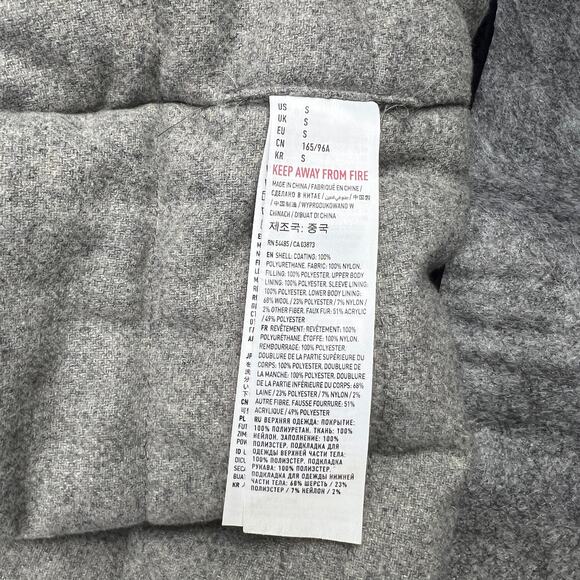 AMERICAN EAGLE OUTFITTERS Men's Nylon Parka Jacket Sz S Sherpa‎ Hood Dark Navy - Picture 7 of 9